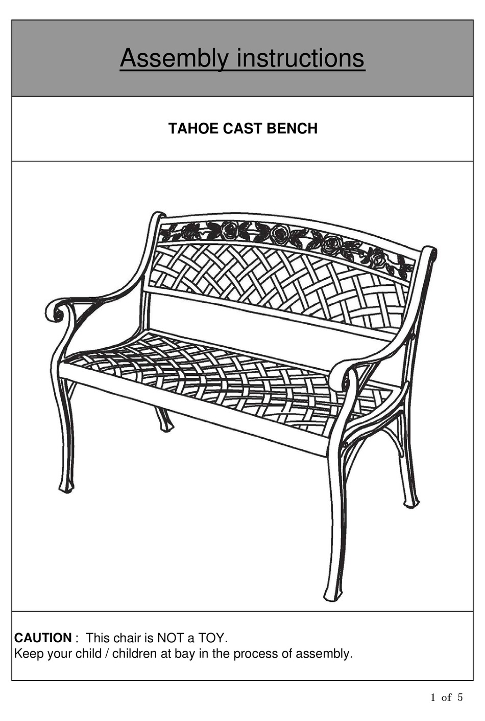 COSTCO TAHOE ASSEMBLY INSTRUCTIONS Pdf Download ManualsLib