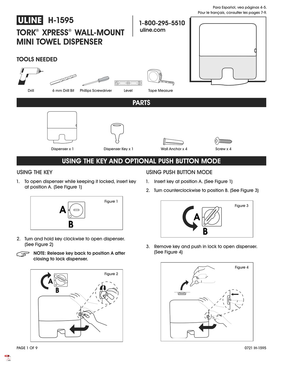 ULINE TORK XPRESS H1595 INSTALLATION MANUAL Pdf Download ManualsLib