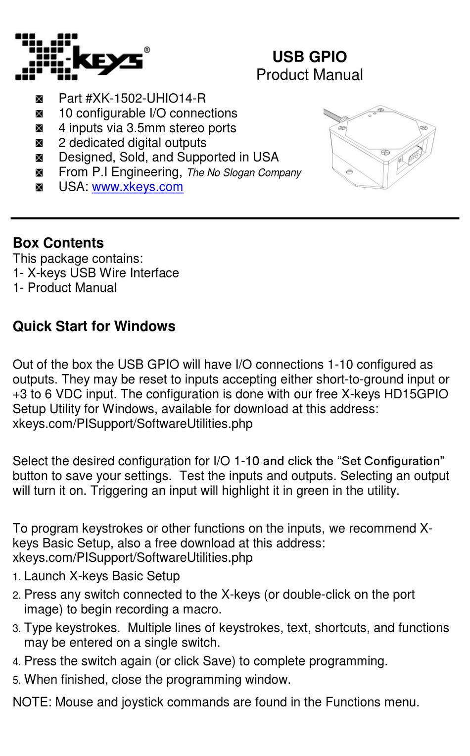 P.I. Engineering X-keys USB 3 Switch Interface X-keys®