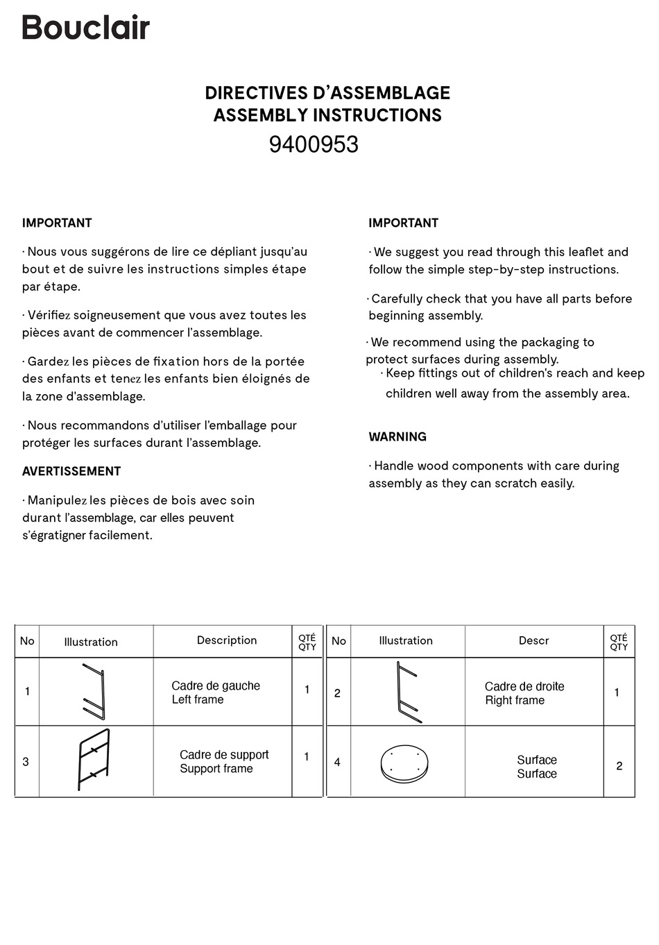 BOUCLAIR 9400953 ASSEMBLY INSTRUCTIONS Pdf Download ManualsLib