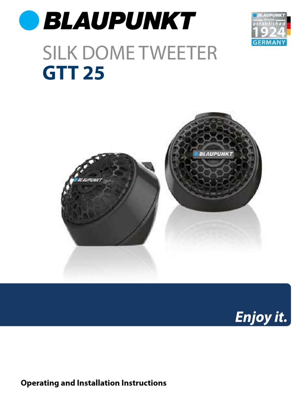 BLAUPUNKT GTT 25 OPERATING AND INSTALLATION INSTRUCTIONS Pdf Download