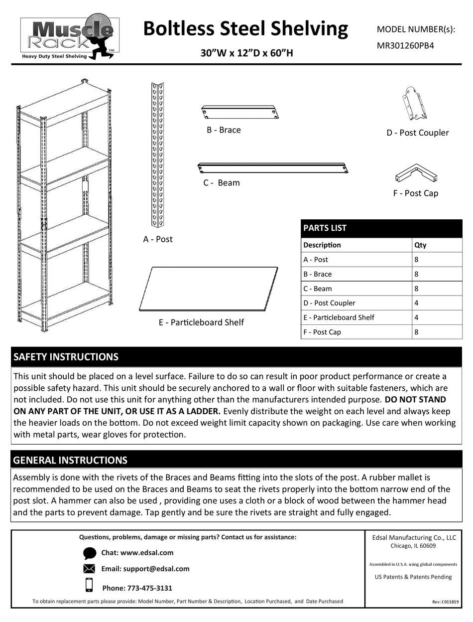 MUSCLE RACK MR301260PB4 QUICK MANUAL Pdf Download ManualsLib