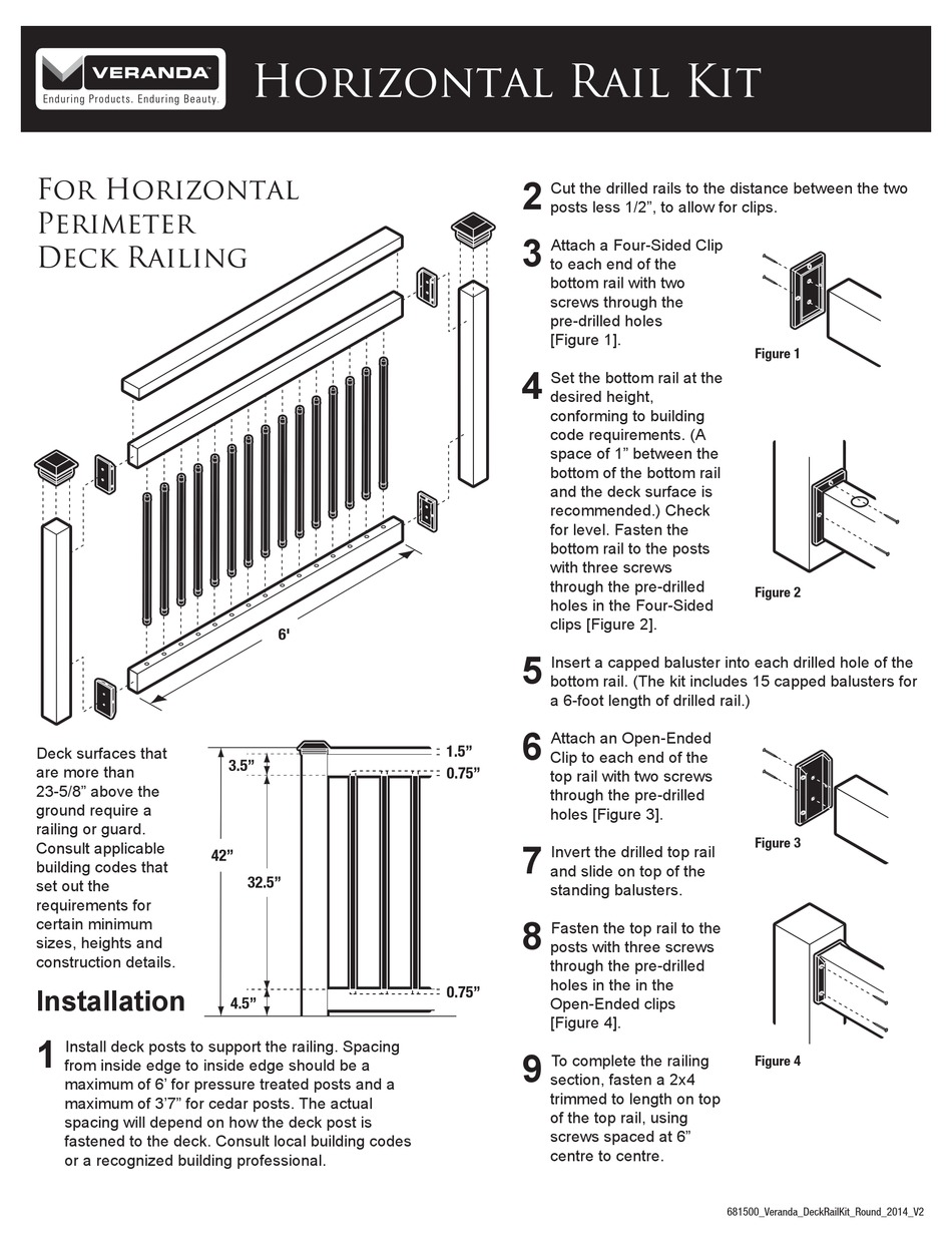 VERANDA HORIZONTAL RAIL KIT 681500 ASSEMBLY INSTRUCTIONS Pdf Download