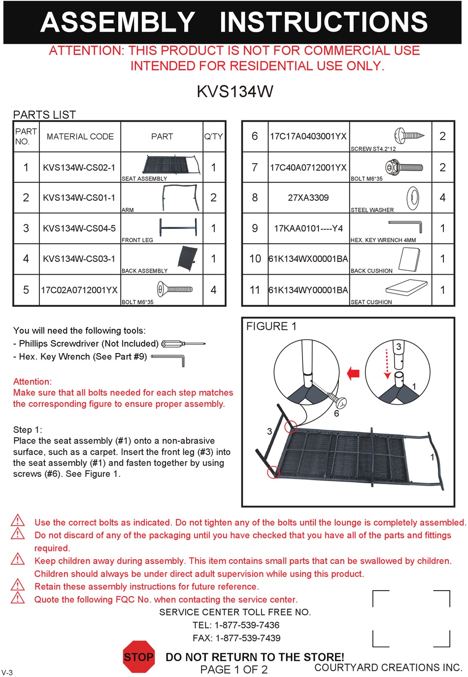 COURTYARD CREATIONS KVS134W ASSEMBLY INSTRUCTIONS Pdf Download ManualsLib