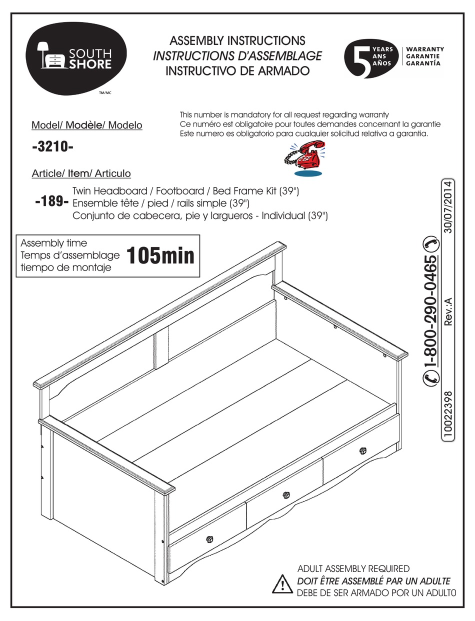 SOUTH SHORE 3210 ASSEMBLY INSTRUCTIONS MANUAL Pdf Download ManualsLib