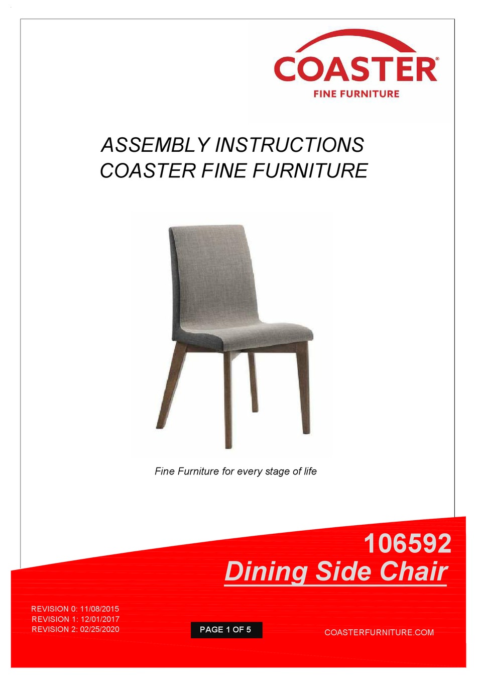 COASTER 106592 ASSEMBLY INSTRUCTIONS MANUAL Pdf Download ManualsLib