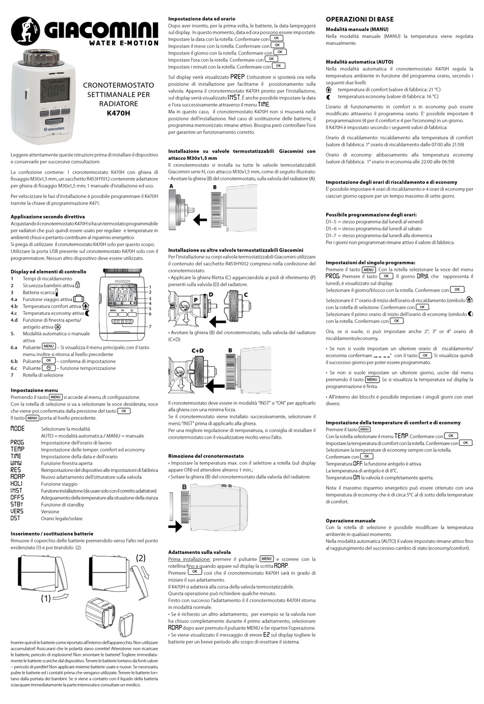 GIACOMINI K470H QUICK START MANUAL Pdf Download | ManualsLib