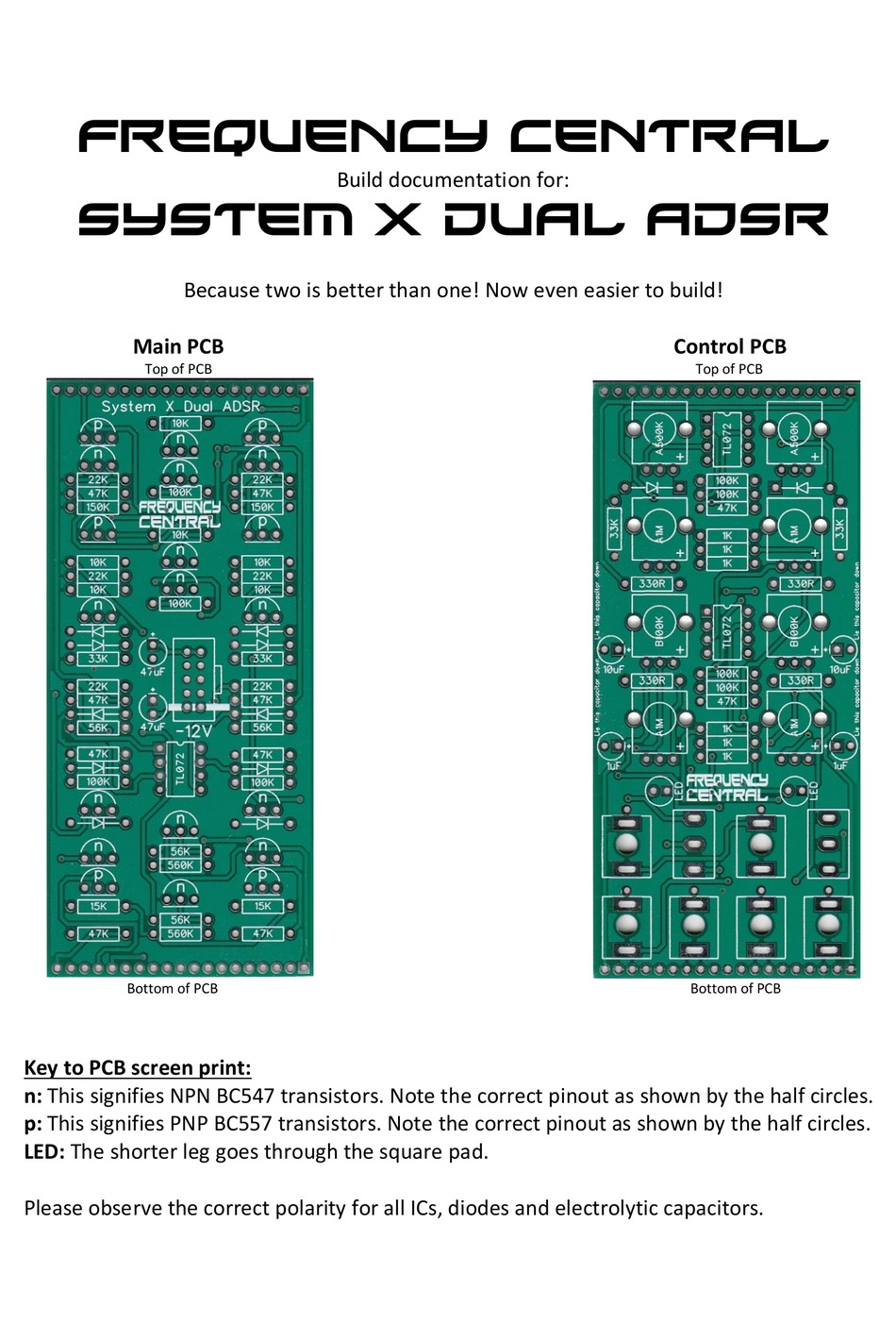 FREQUENCY CENTRAL SYSTEM X DUAL ADSR BUILD DOCUMENTATION Pdf Download