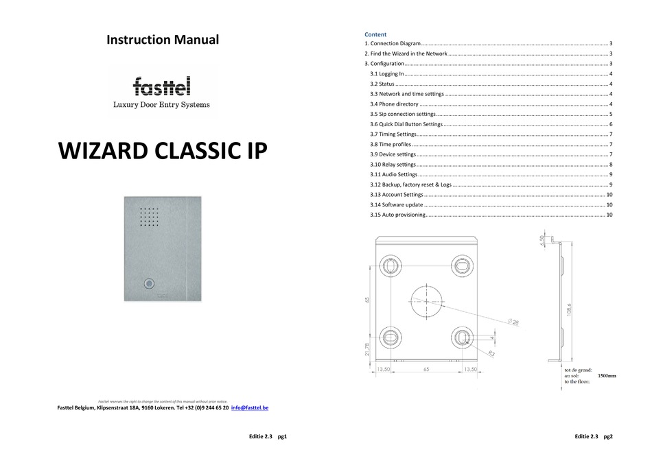 FASTTEL WIZARD CLASSIC IP INSTRUCTION MANUAL Pdf Download ManualsLib
