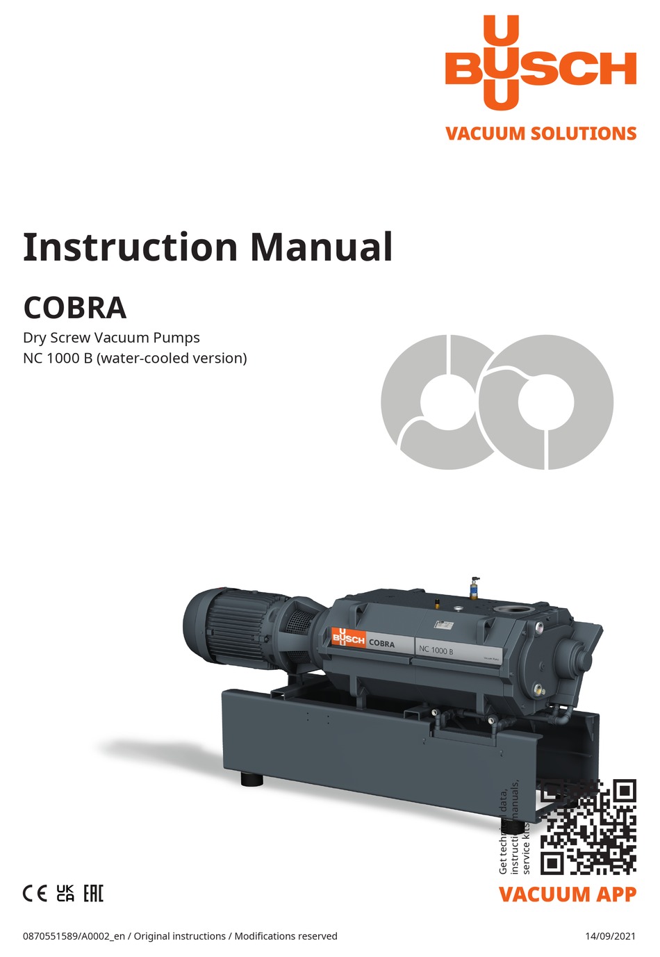 BUSCH COBRA NC 1000 B INSTRUCTION MANUAL Pdf Download | ManualsLib