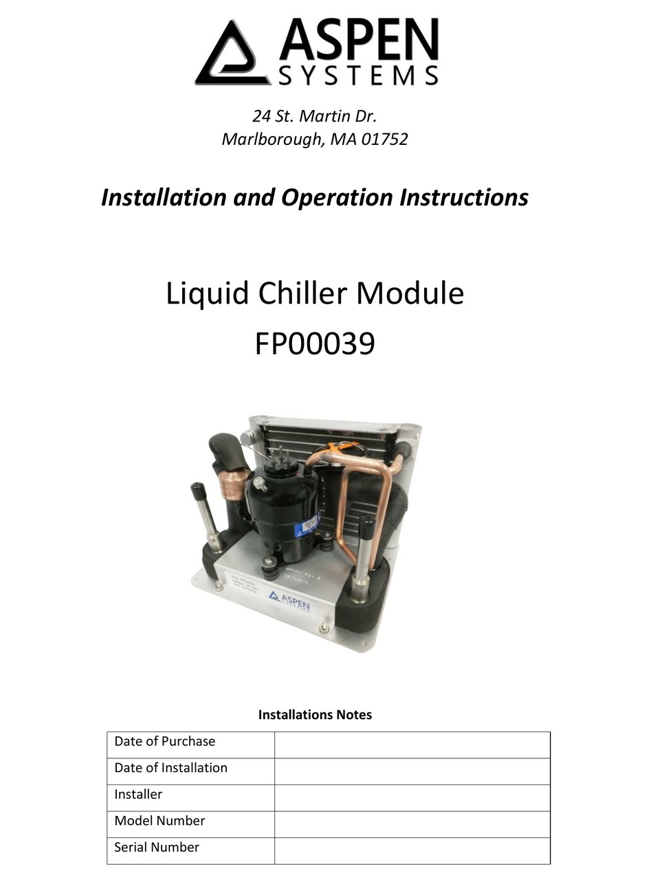 ASPEN FP00039 MANUAL Pdf Download ManualsLib