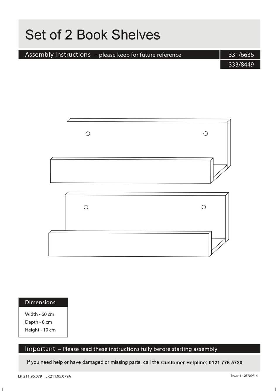 HABITAT SET OF 2 BOOK SHELVES 331/6636 ASSEMBLY INSTRUCTIONS Pdf