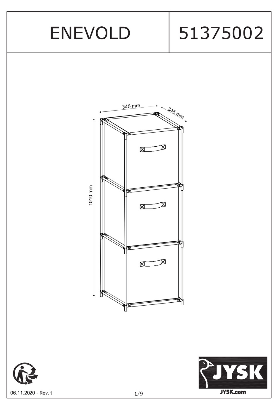 JYSK ENEVOLD 51375002 ASSEMBLY INSTRUCTIONS MANUAL Pdf Download