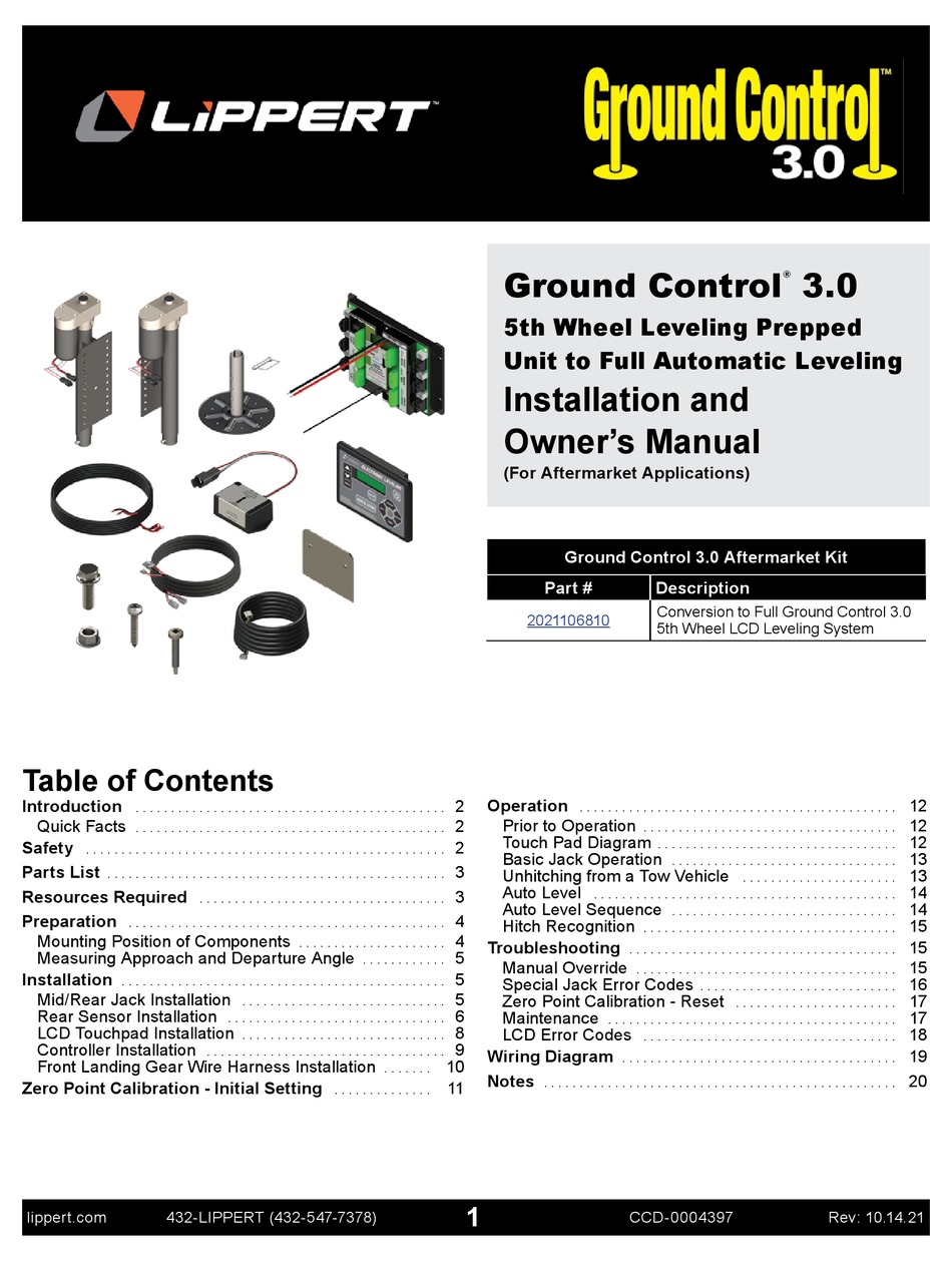 LIPPERT GROUND CONTROL 3.0 INSTALLATION AND OWNER