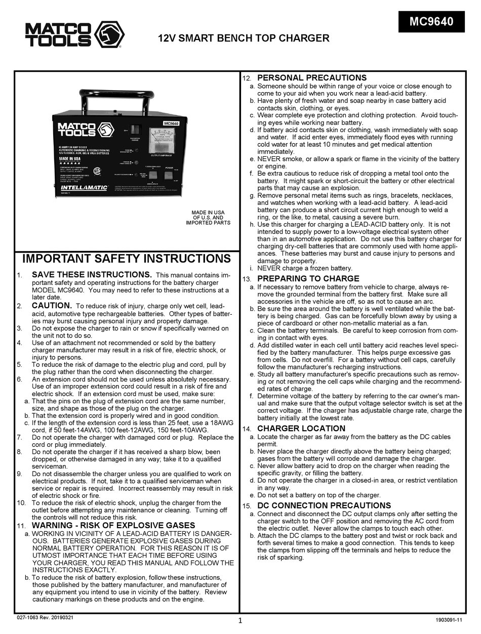 MATCO TOOLS MC9640 MANUAL Pdf Download ManualsLib