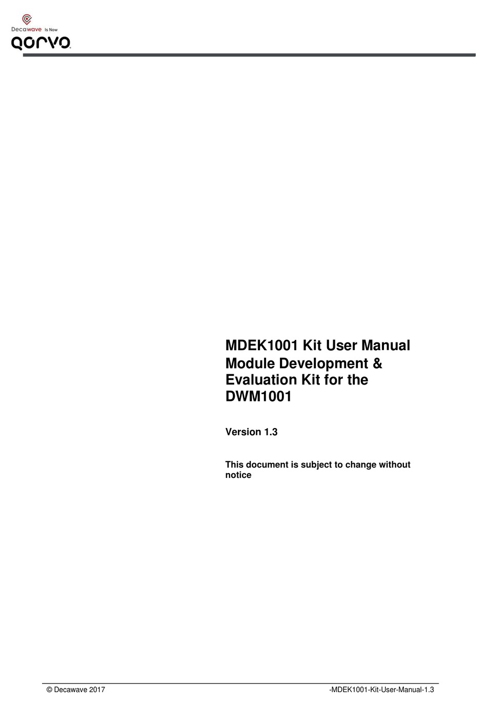 QORVO MDEK1001 USER MANUAL Pdf Download ManualsLib