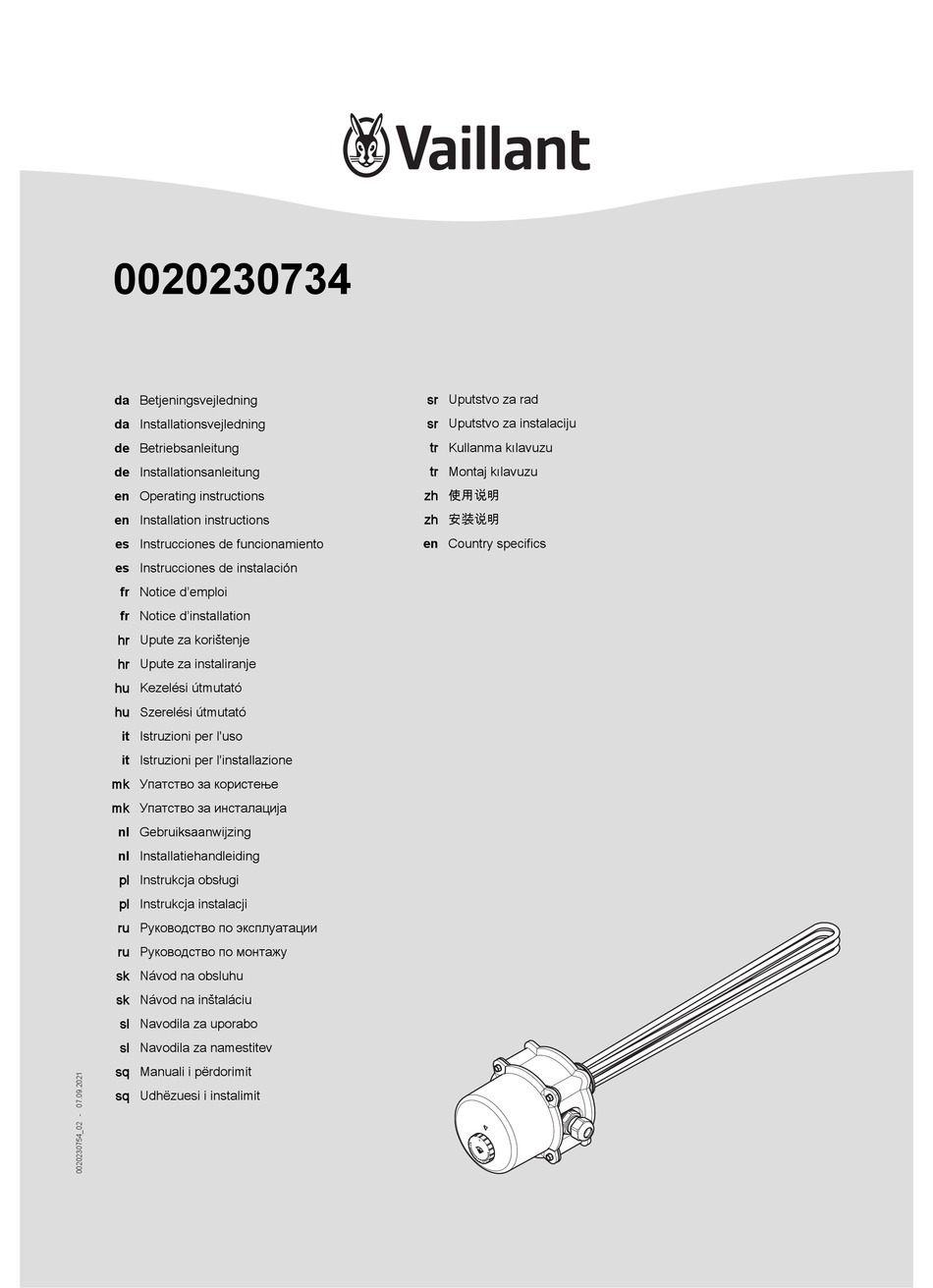 VAILLANT 0020230734 OPERATING INSTRUCTIONS MANUAL Pdf Download ManualsLib