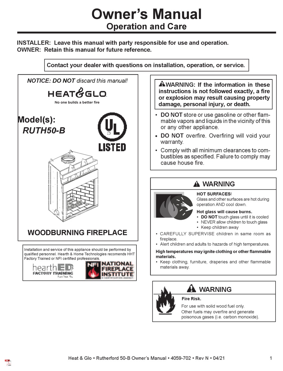HEAT&GLO RUTH50B OWNER