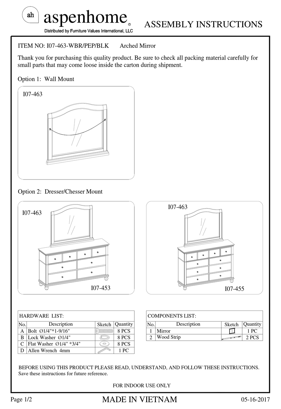 ASPENHOME 107463WBR ASSEMBLY INSTRUCTIONS Pdf Download ManualsLib
