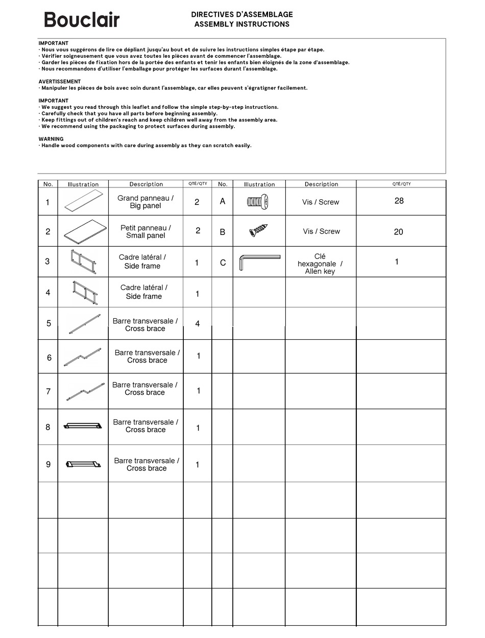 BOUCLAIR 9393828 ASSEMBLY INSTRUCTIONS Pdf Download ManualsLib