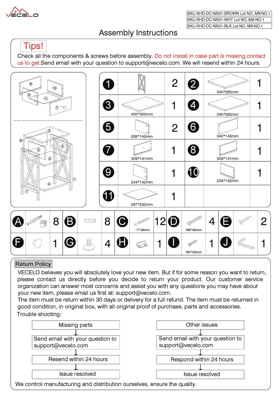 VECELO KHDDCNS01BROWN ASSEMBLY INSTRUCTIONS Pdf Download ManualsLib