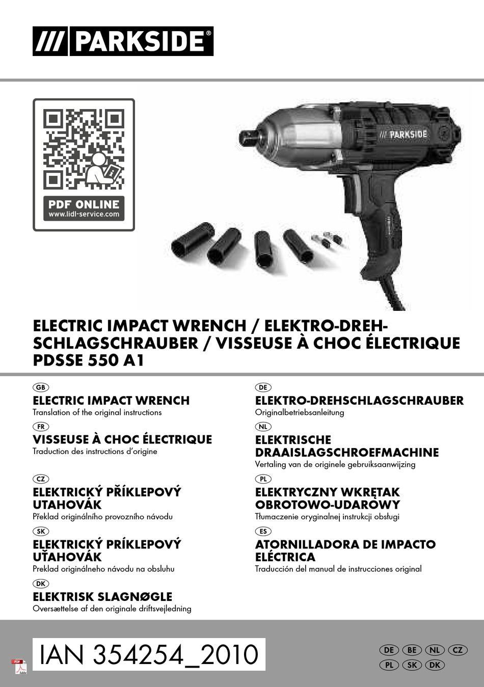PARKSIDE PDSSE 550 A1 TRANSLATION OF THE ORIGINAL INSTRUCTIONS Pdf