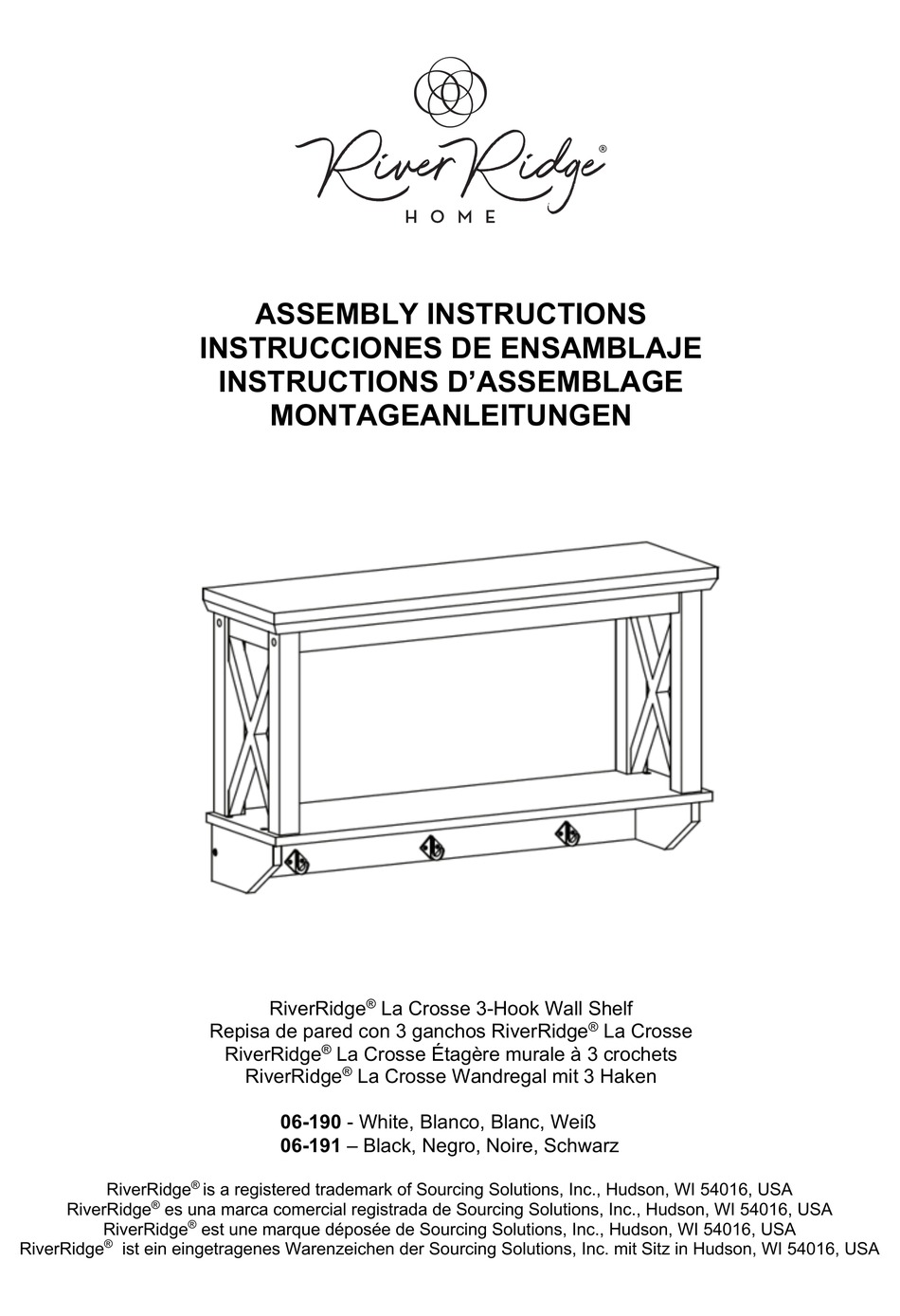 RIVERRIDGE LA CROSSE 06190 ASSEMBLY INSTRUCTIONS MANUAL Pdf Download