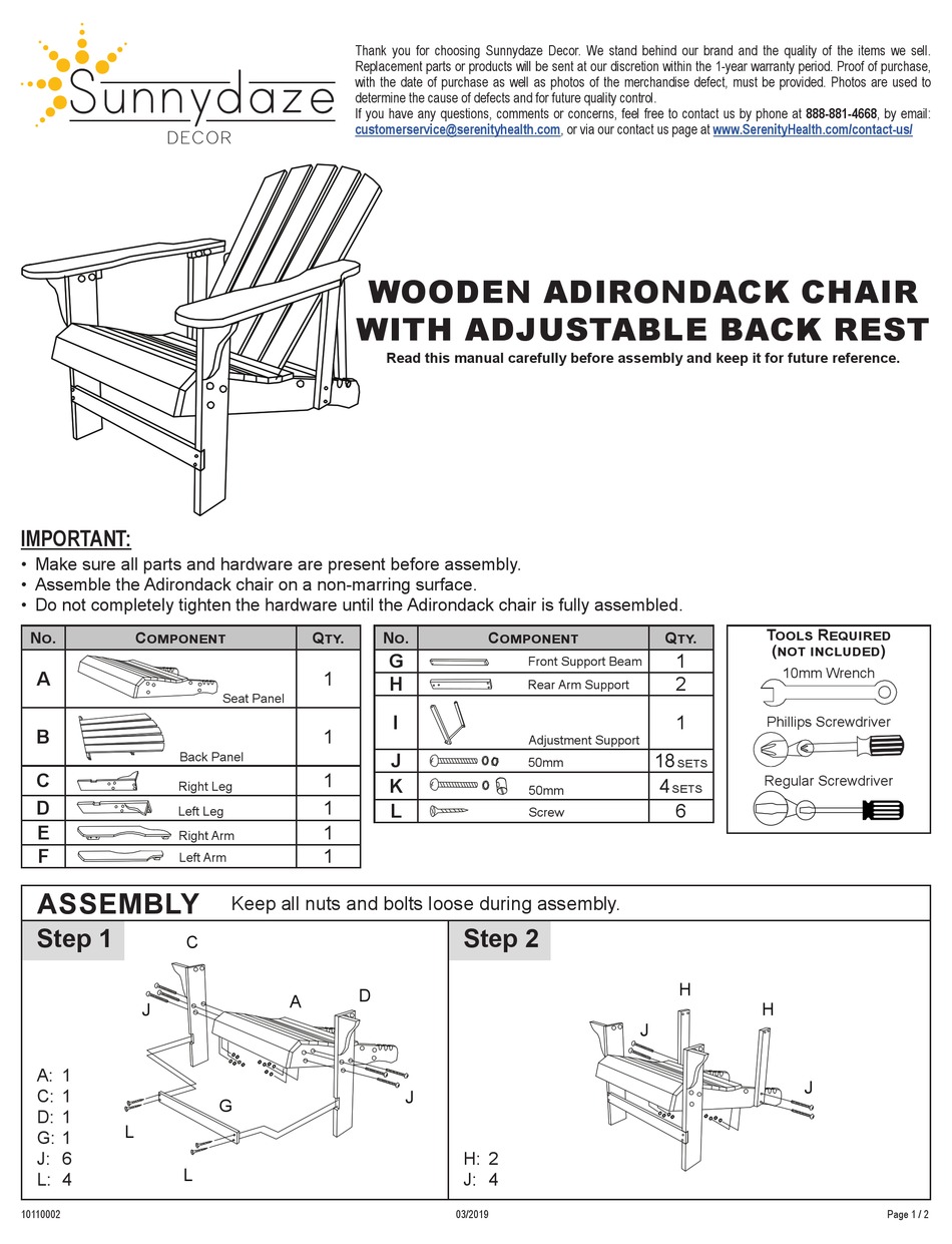 SUNNYDAZE DECOR IEO914 ASSEMBLY INSTRUCTIONS Pdf Download ManualsLib