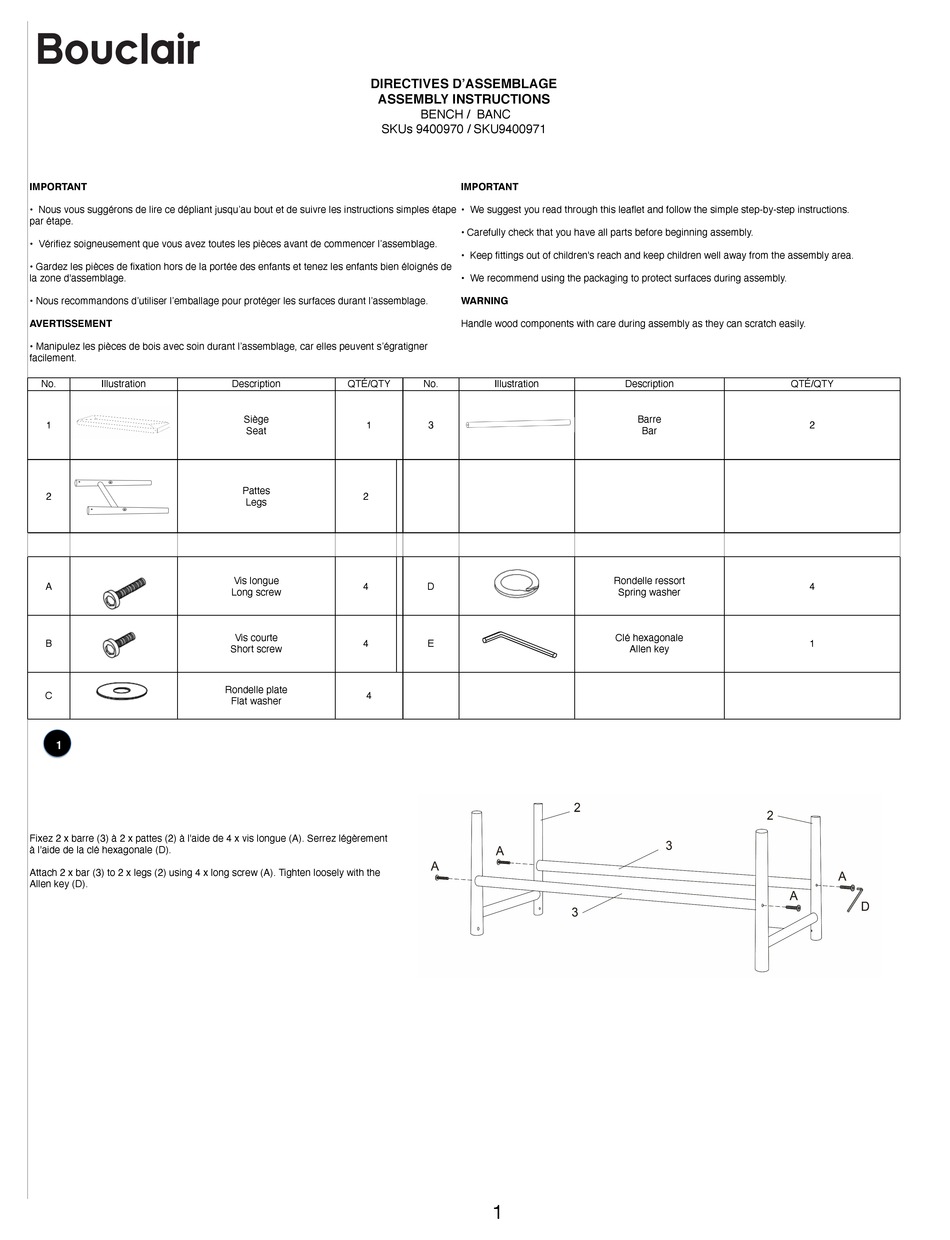 BOUCLAIR 9400970 ASSEMBLY INSTRUCTIONS Pdf Download ManualsLib