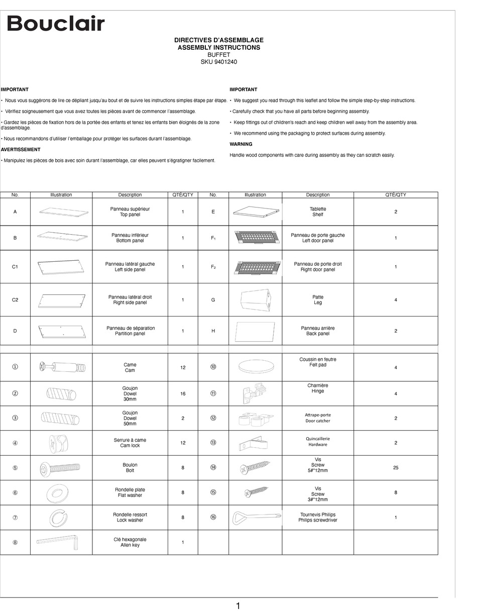 BOUCLAIR 9401240 ASSEMBLY INSTRUCTIONS Pdf Download ManualsLib