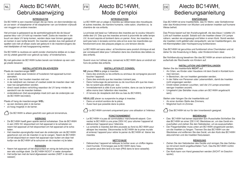 ALECTO BC14WH USER MANUAL Pdf Download ManualsLib