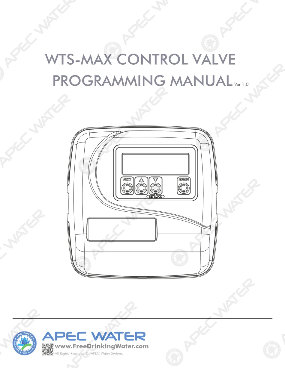 APEC WATER WTS-MAX PROGRAMMING MANUAL Pdf Download | ManualsLib
