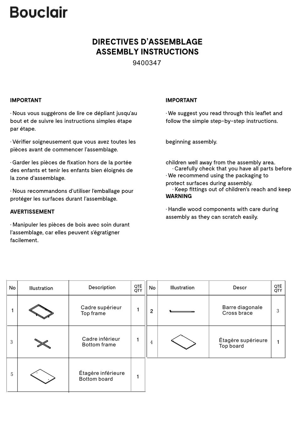 BOUCLAIR 9400347 ASSEMBLY INSTRUCTIONS Pdf Download ManualsLib