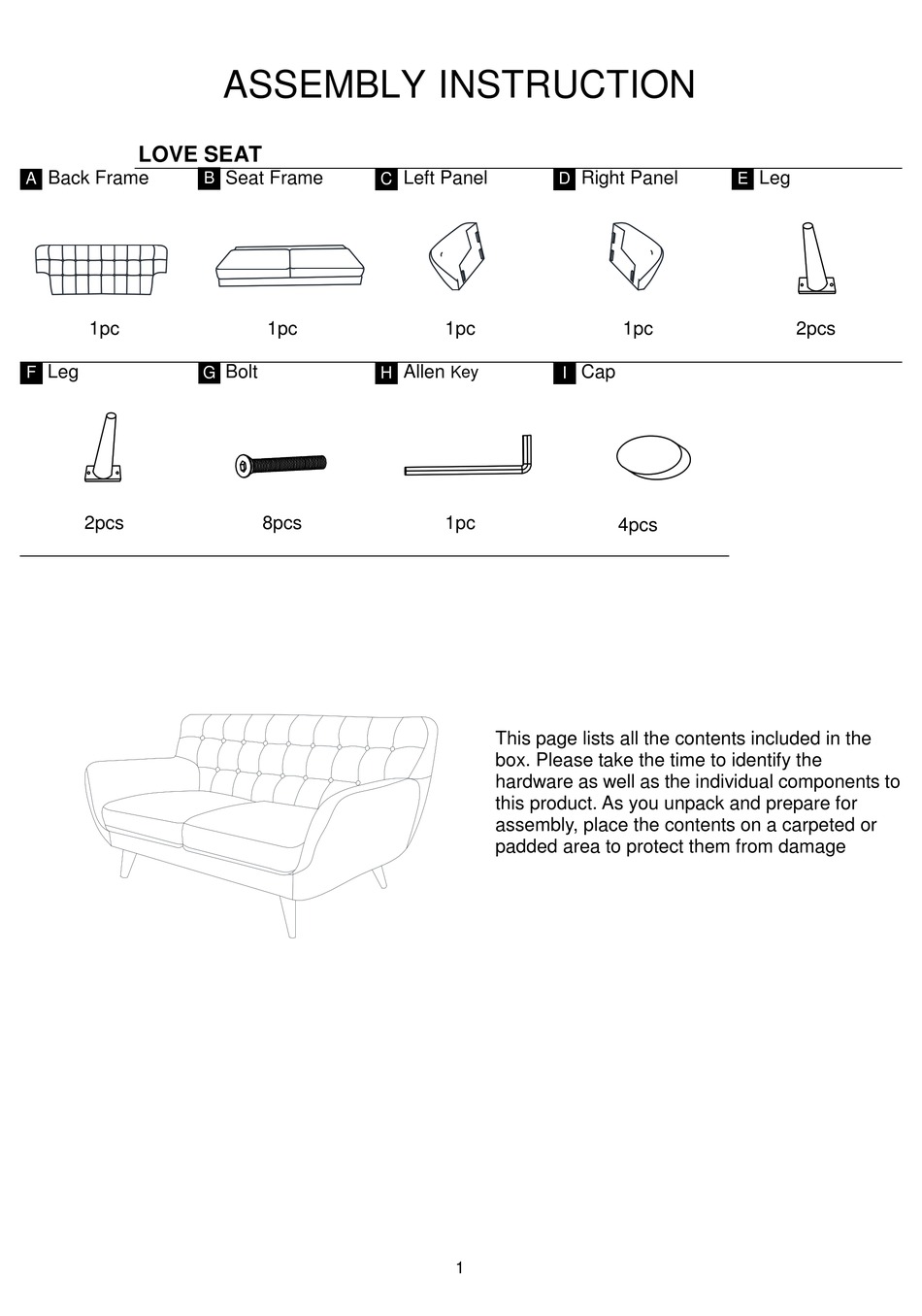 OVERSTOCK LOVE SEAT ASSEMBLY INSTRUCTION MANUAL Pdf Download ManualsLib