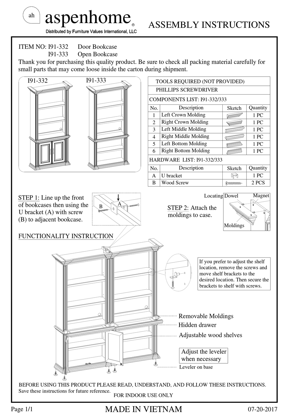 ASPENHOME I91332 ASSEMBLY INSTRUCTIONS Pdf Download ManualsLib