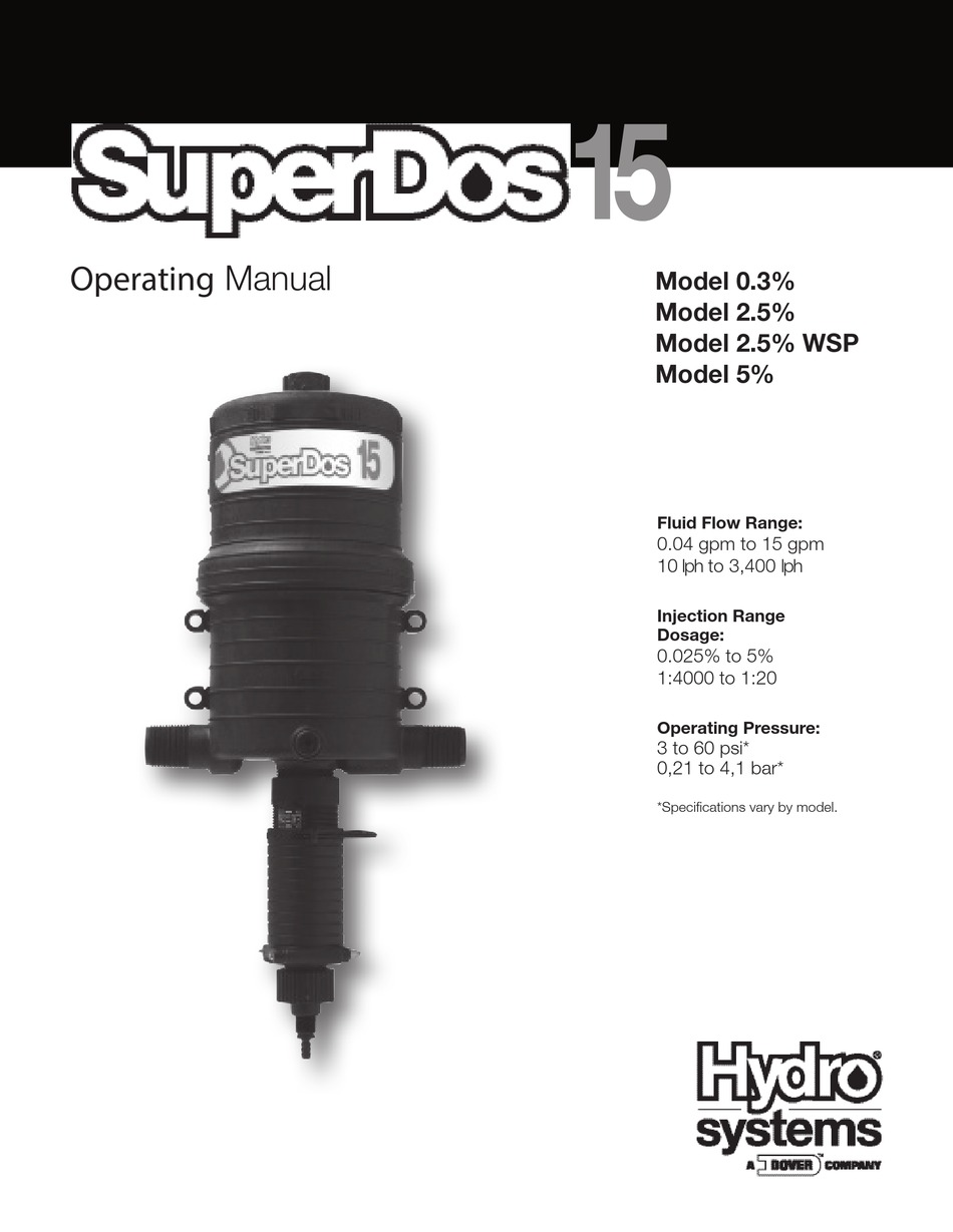 DOVER HYDROSYSTEMS SUPERDOS 15 0.3 OPERATING MANUAL Pdf Download