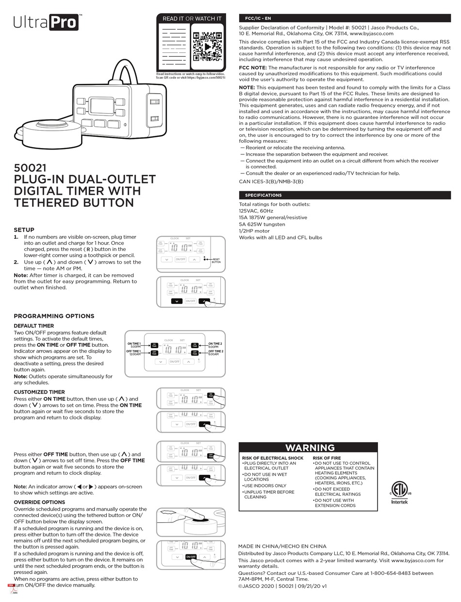 JASCO ULTRAPRO 50021 QUICK START MANUAL Pdf Download ManualsLib