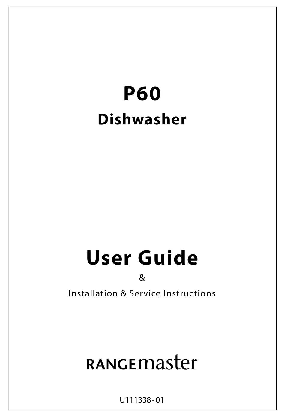 RANGEMASTER P60 USER MANUAL & INSTALLATION & SERVICE INSTRUCTIONS Pdf