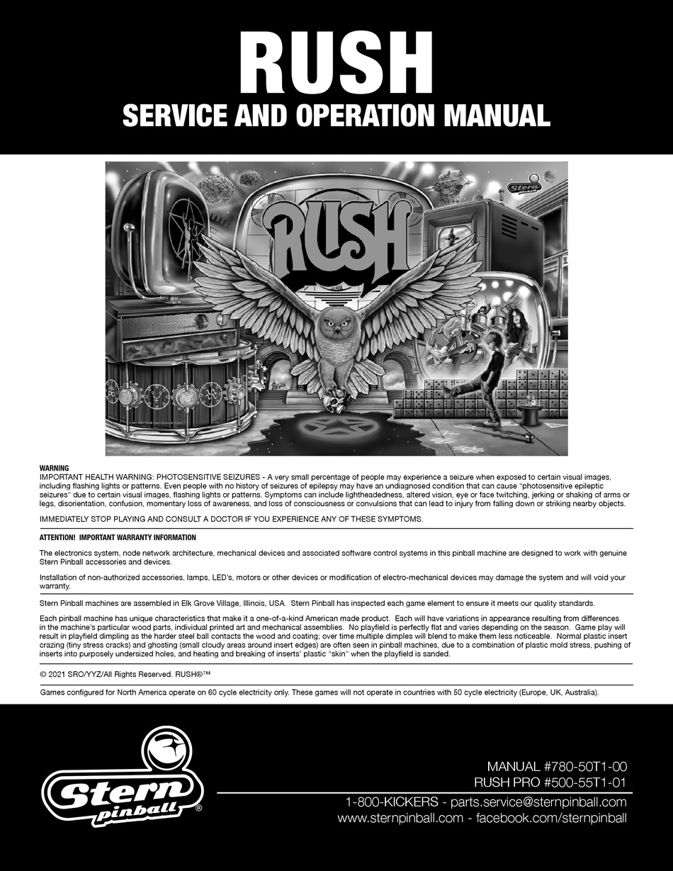 STERN PINBALL RUSH SERVICE AND OPERATION MANUAL Pdf Download ManualsLib