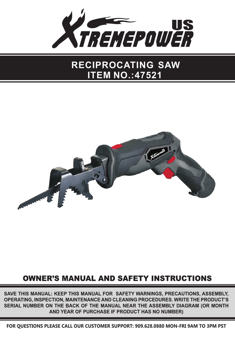 XTREME POWER 47521 OWNER'S MANUAL AND SAFETY INSTRUCTIONS Pdf Download