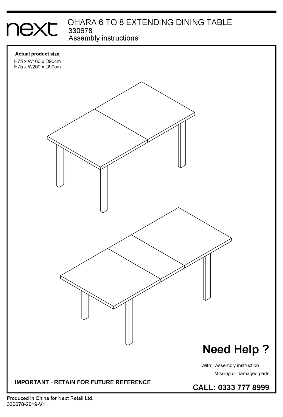 NEXT OHARA 330678 ASSEMBLY INSTRUCTIONS MANUAL Pdf Download ManualsLib