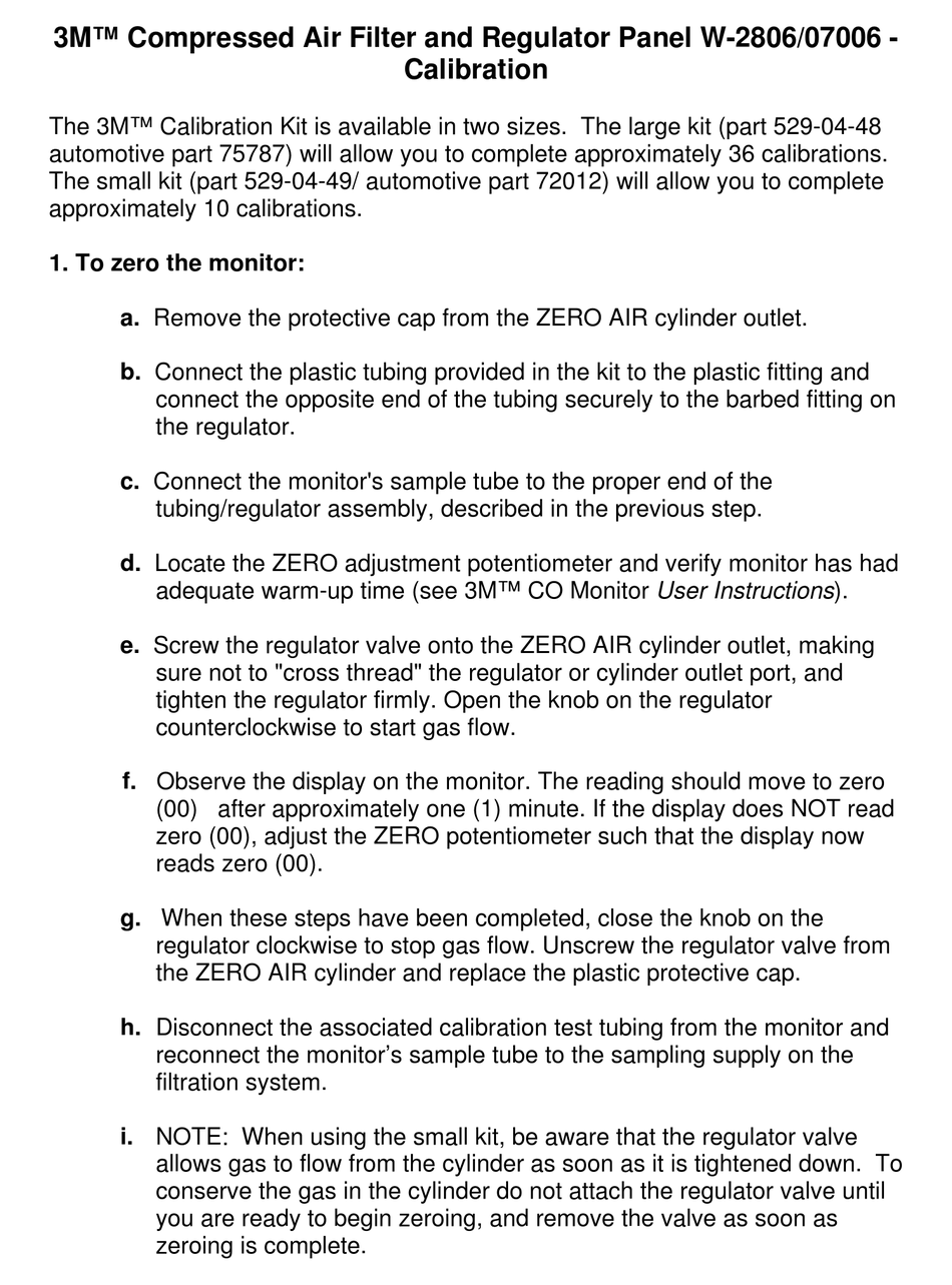 3M CALIBRATION KIT 5290448 INSTRUCTIONS Pdf Download ManualsLib