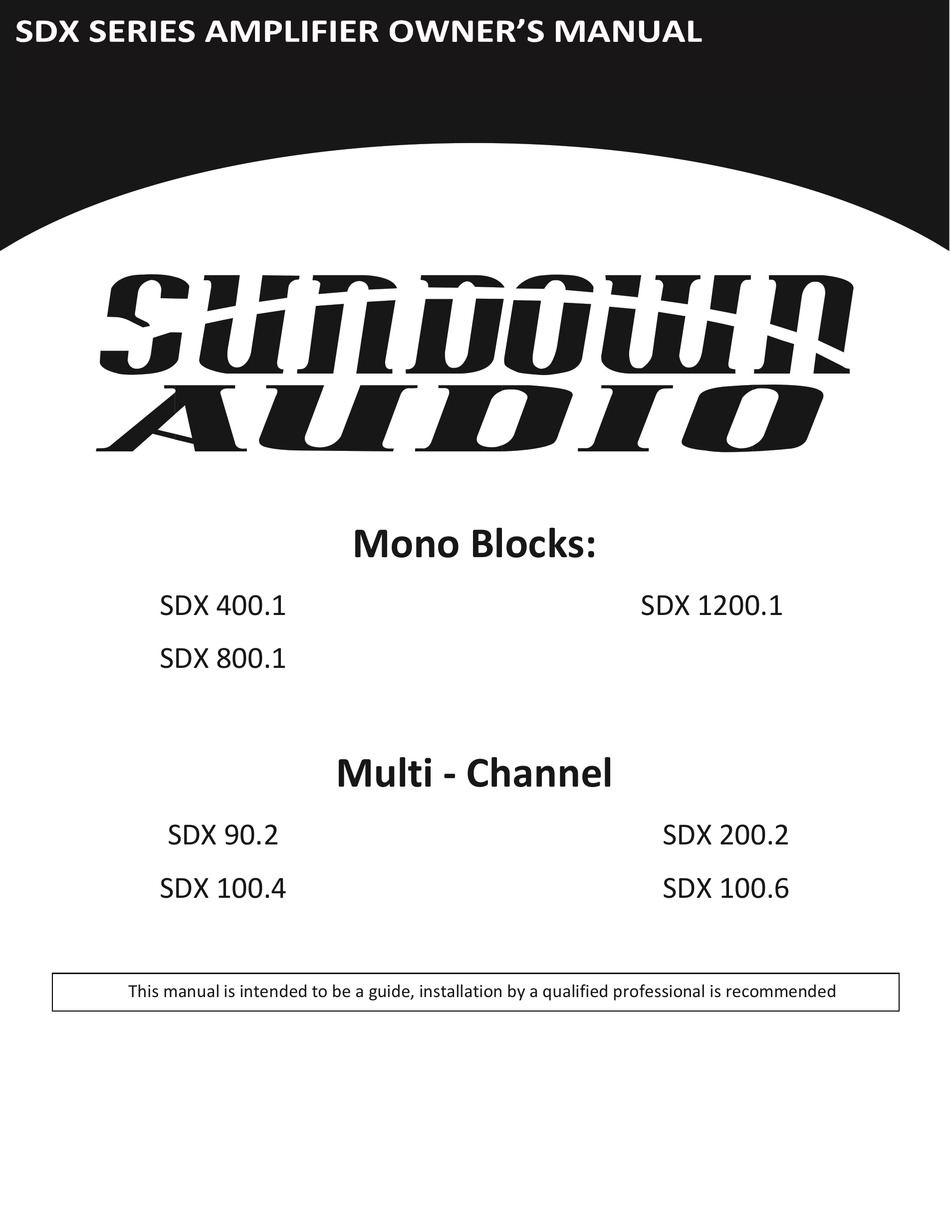 SUNDOWN AUDIO SDX 400.1 OWNER'S MANUAL Pdf Download ManualsLib