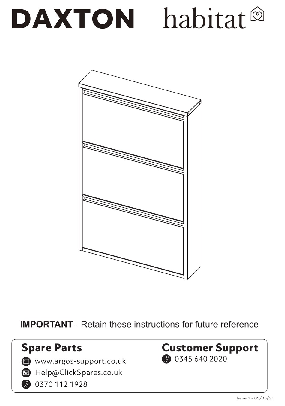 ARGOS HABITAT DAXTON 941/1834 ASSEMBLY INSTRUCTIONS MANUAL Pdf Download