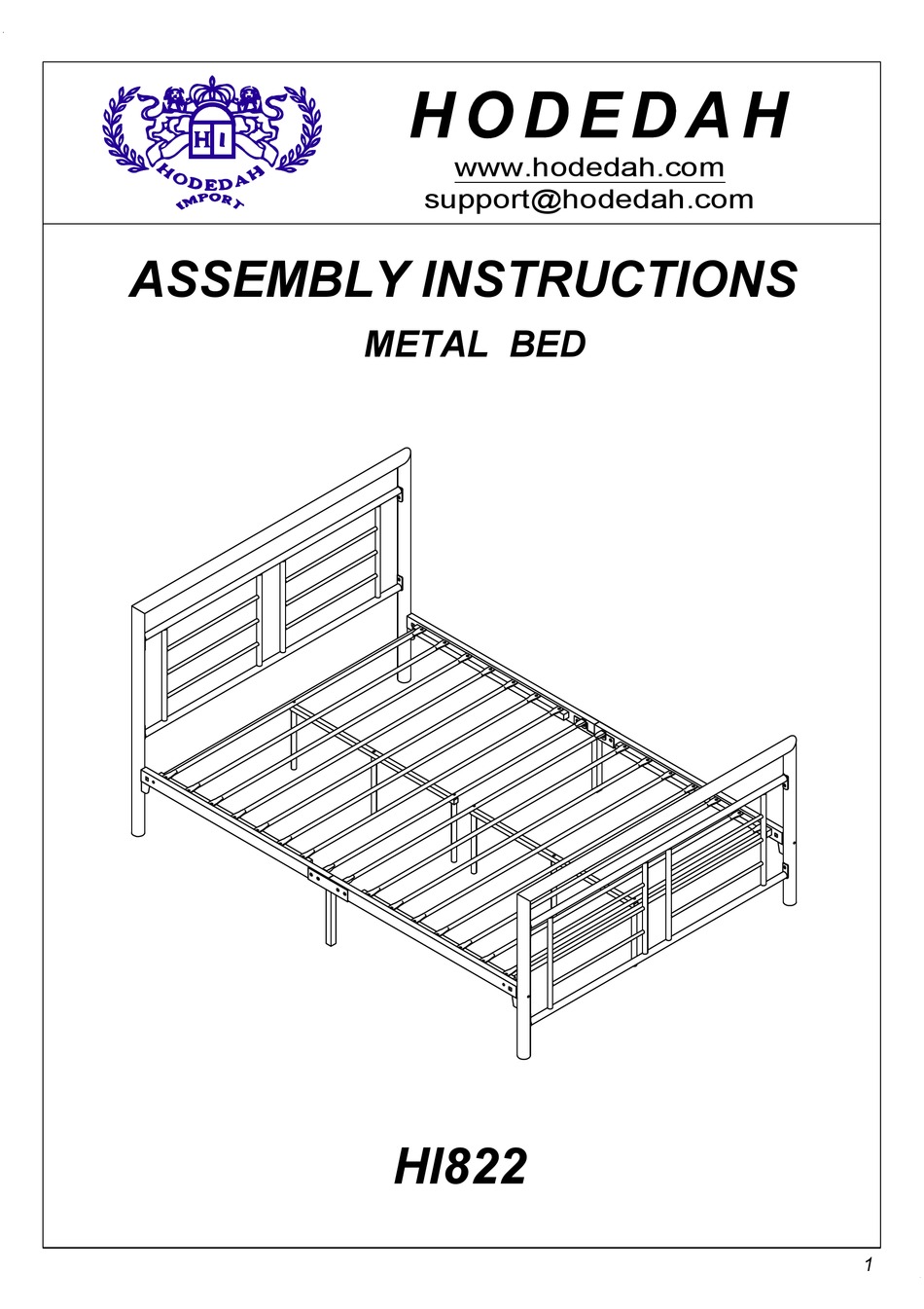 HODEDAH HI822 ASSEMBLY INSTRUCTIONS MANUAL Pdf Download ManualsLib