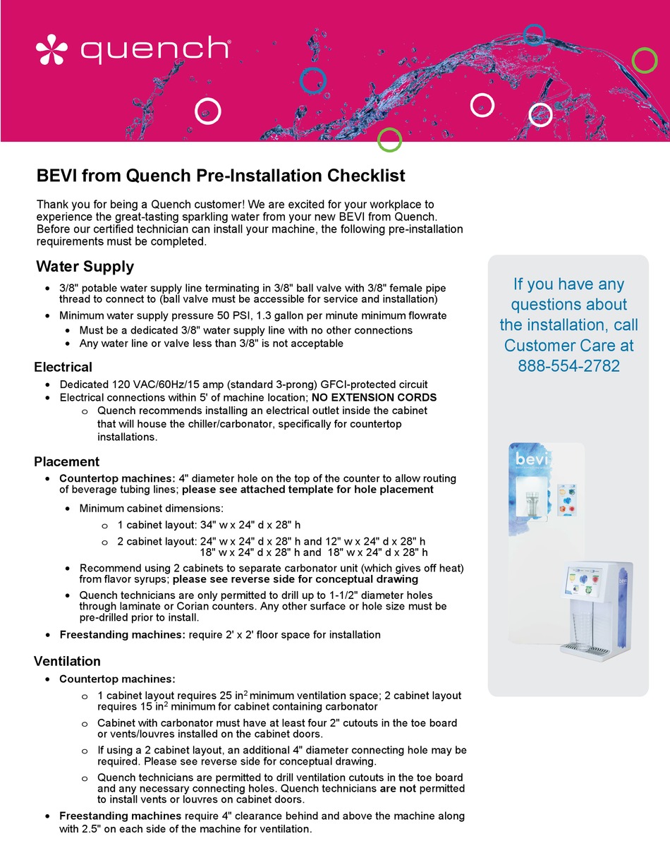 QUENCH BEVI QUICK START MANUAL Pdf Download ManualsLib