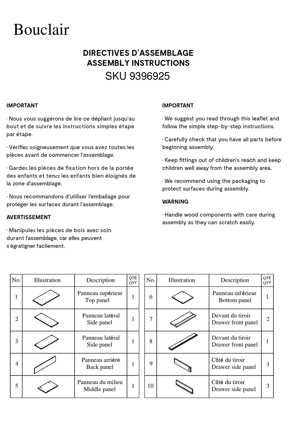 BOUCLAIR 9396925 ASSEMBLY INSTRUCTIONS MANUAL Pdf Download ManualsLib