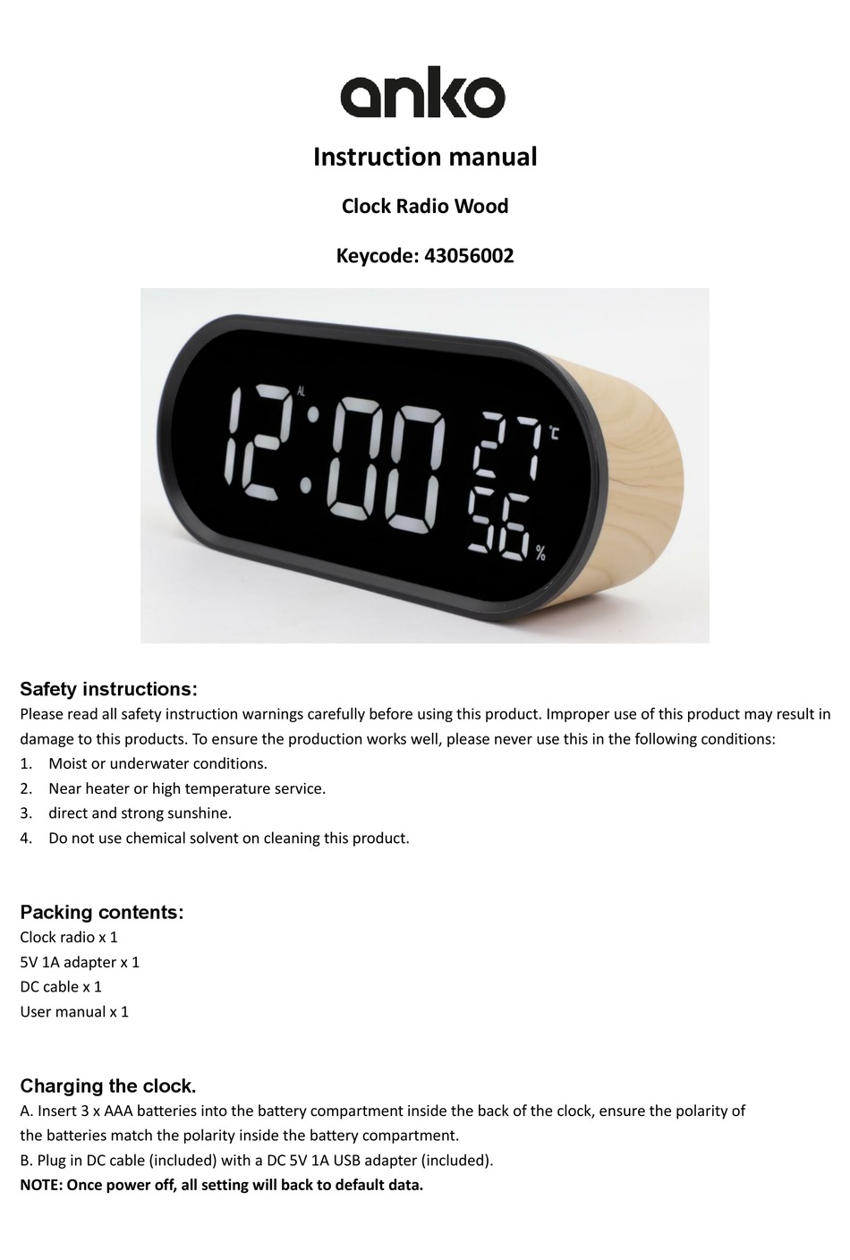 ANKO 43056002 INSTRUCTION MANUAL Pdf Download ManualsLib