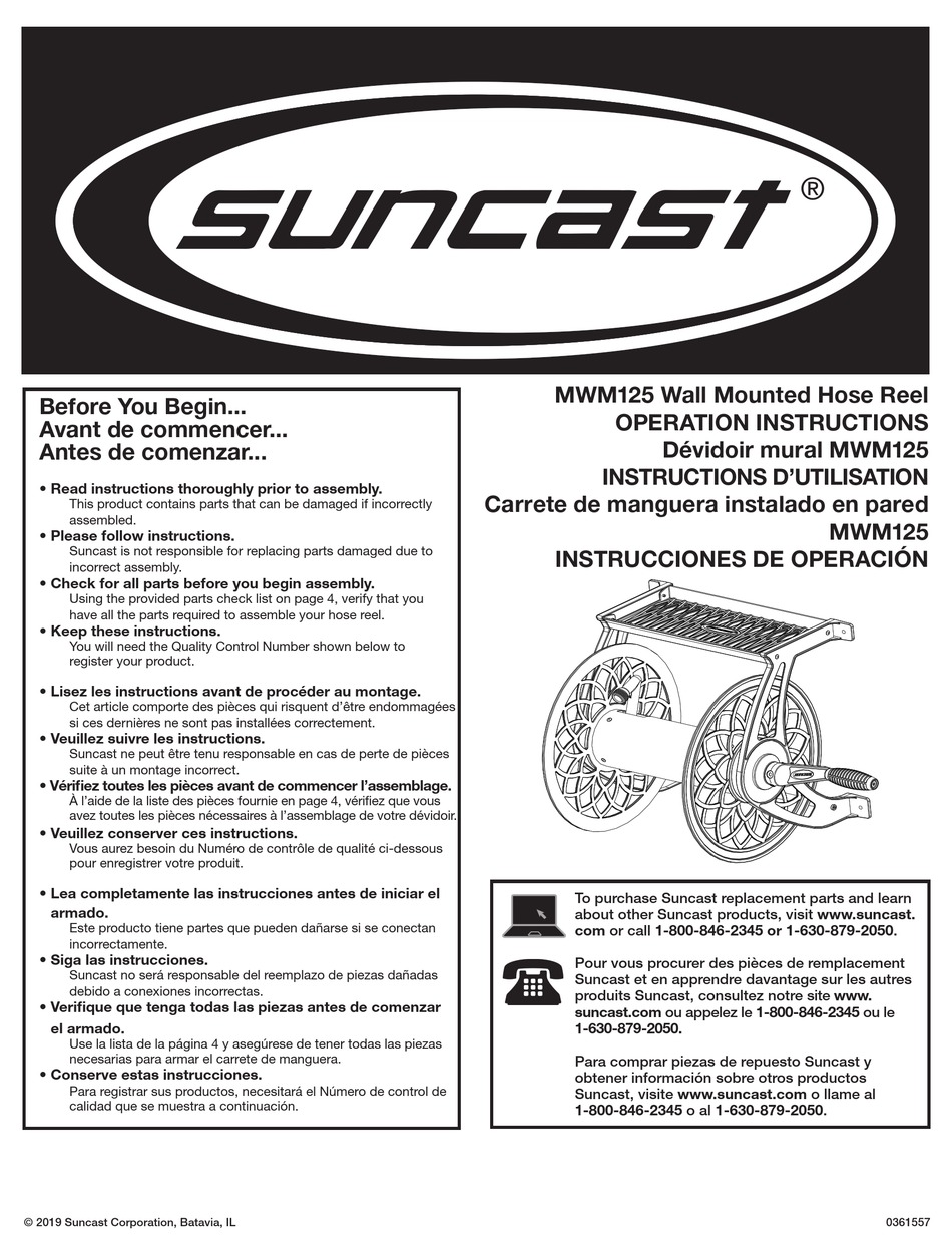 SUNCAST MWM125 OPERATION INSTRUCTIONS MANUAL Pdf Download ManualsLib