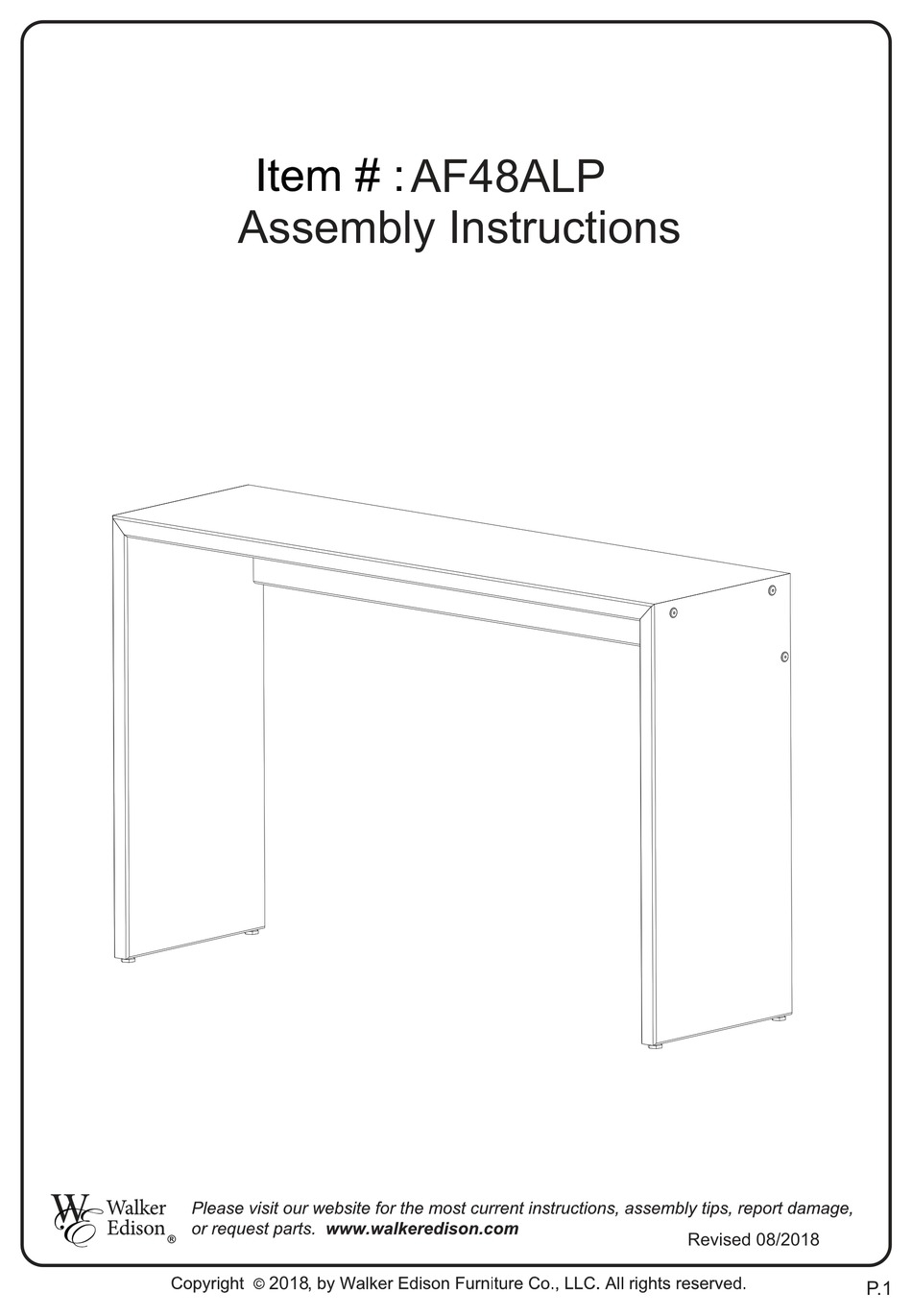 WALKER EDISON AF48ALP ASSEMBLY INSTRUCTIONS Pdf Download ManualsLib